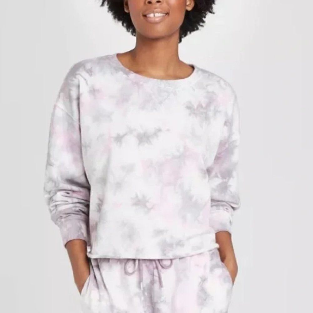 Women's Size XS Colsie French Terry Tie Dye Cropped Sweatshirt